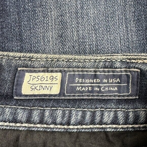 Miss Me Jeans Womens 30x32 Blue Skinny Flap Pockets Distressed Dark Wash Denim - Picture 6 of 14